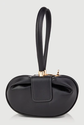 Womens Sleek Metallic Detail Faux Leather Wristlet Handbag,