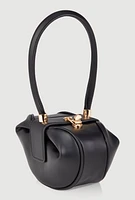 Womens Sleek Metallic Detail Faux Leather Wristlet Handbag,