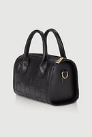 Womens Metallic Faux Leather Crossbody Bag with Removable Strap, Black