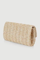 Womens Envelope Straw Clutch Bag