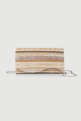 Womens Striped Straw Clutch Bag, Multi
