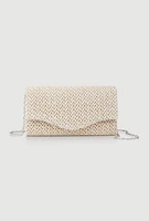 Womens Straw Envelope Clutch Bag, Beige