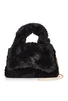 Womens Faux Fur Convertible Handbag, Black