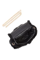 Womens Faux Fur Convertible Handbag, Black