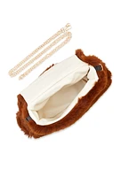 Womens Faux Fur Convertible Handbag,
