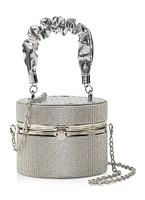 Womens Metallic Handle Mini Crossbody Clutch Bag, Silver