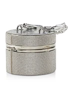 Womens Metallic Handle Mini Crossbody Clutch Bag, Silver