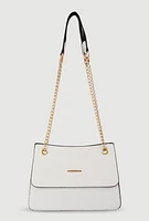 Womens Chic Metallic Faux Leather Crossbody Bag with Removable Strap,