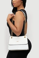 Womens Chic Metallic Faux Leather Crossbody Bag with Removable Strap,