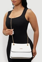 Womens Chic Metallic Faux Leather Crossbody Bag with Removable Strap,