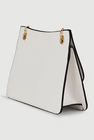 Womens Chic Metallic Faux Leather Crossbody Bag with Removable Strap,