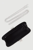 Womens Rhinestone Rope Faux Suede Crossbody Clutch Bag, Black