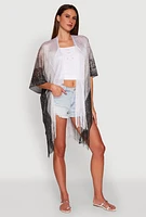 Womens Trendy Fringe Hem Ombre Lurex Cover Up, Multi