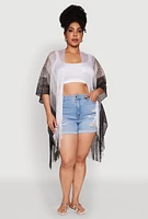 Womens Trendy Fringe Hem Ombre Lurex Cover Up, Multi