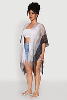 Womens Trendy Fringe Hem Ombre Lurex Cover Up, Multi