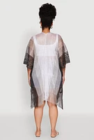 Womens Trendy Fringe Hem Ombre Lurex Cover Up, Multi