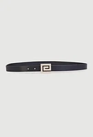 Womens Greek Key Buckle Faux Leather Belts 3 Pack, Multi, Size M-L