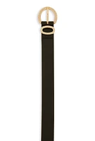 Womens Rhinestone Studded Buckle Faux Leather Belt, Black, Size M-L