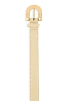 Womens Metallic Buckle Belt, Beige, Size S-M
