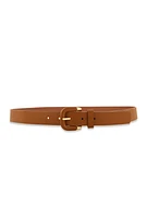 Womens Faux Leather Wrapped Buckle Belt, Brown, Size S-M