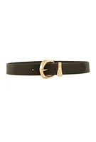 Womens Metallic Buckle Faux Leather Belt, Black, Size M-L