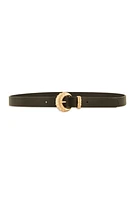 Womens Textured Metallic Buckle Belt, Black, Size M-L