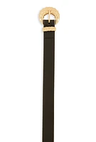 Womens Textured Metallic Buckle Belt, Black, Size S-M