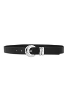 Womens Moon Shape Buckle Belt, Black, Size S-M