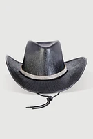 Womens Rhinestone Trim Metallic Cow Boy Hat,