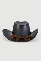 Womens Rhinestone Trim Metallic Cow Boy Hat,