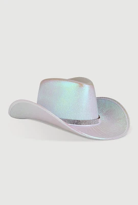 Womens Rhinestone Trim Metallic Cow Boy Hat, Multi