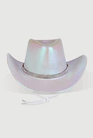 Womens Rhinestone Trim Metallic Cow Boy Hat, Multi