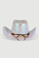 Womens Rhinestone Trim Metallic Cow Boy Hat, Multi