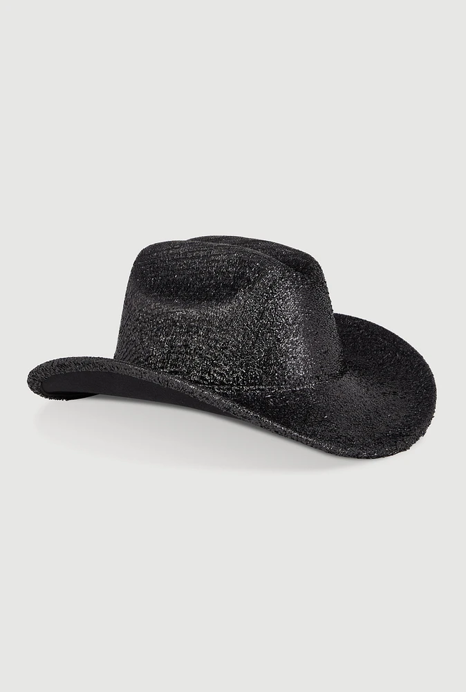 Womens Shimmering Metallic Cowboy Hat, Black