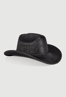 Womens Shimmering Metallic Cowboy Hat, Black