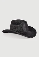 Womens Shimmering Metallic Cowboy Hat, Black