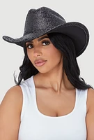 Womens Shimmering Metallic Cowboy Hat, Black