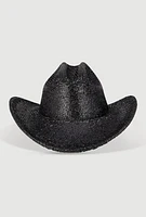 Womens Shimmering Metallic Cowboy Hat, Black