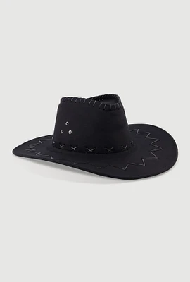 Womens Stylish Lace Up Cowboy Hat, Black