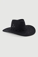 Womens Stylish Lace Up Cowboy Hat, Black