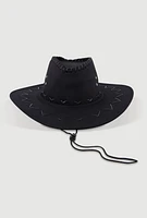 Womens Stylish Lace Up Cowboy Hat, Black