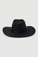 Womens Stylish Lace Up Cowboy Hat, Black