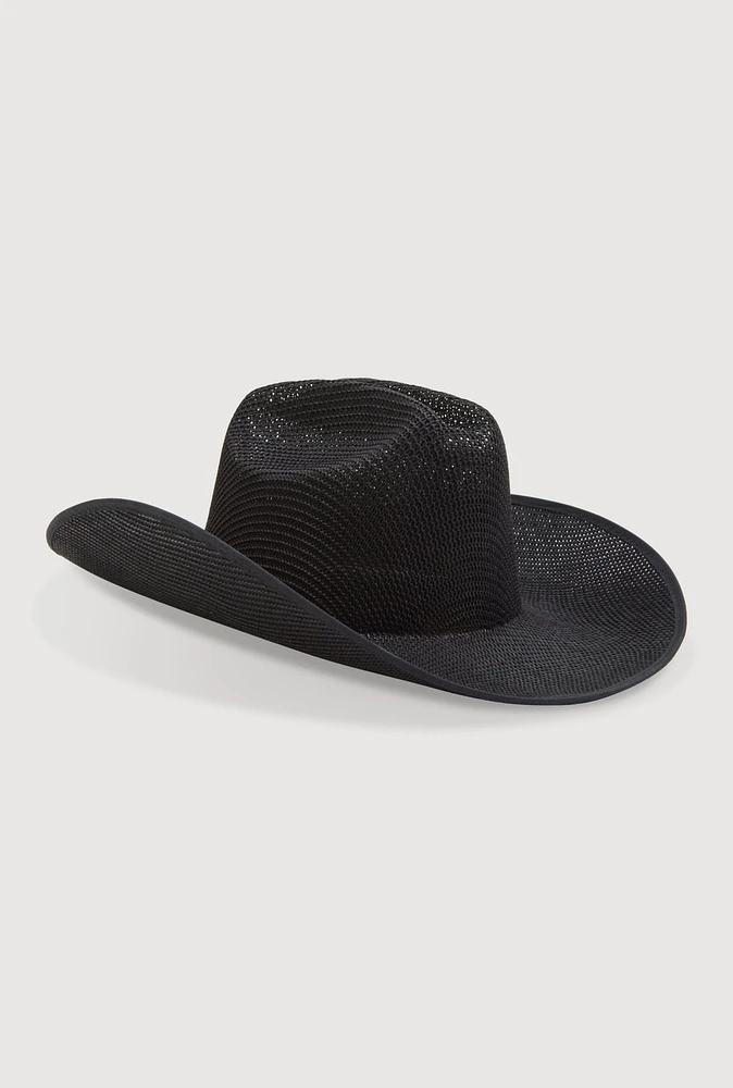 Womens Solid Straw Cowboy Hat, Black