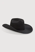 Womens Solid Straw Cowboy Hat, Black
