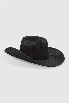 Womens Solid Straw Cowboy Hat, Black