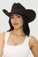 Womens Solid Straw Cowboy Hat, Black