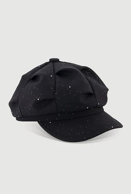 Womens Stylish Glitter Cabbie Hat, Black