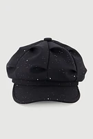 Womens Stylish Glitter Cabbie Hat, Black