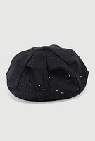 Womens Stylish Glitter Cabbie Hat, Black