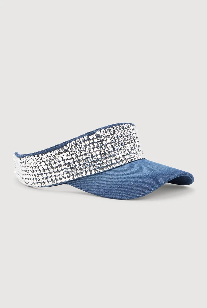 Womens Rhinestone Visor, Blue